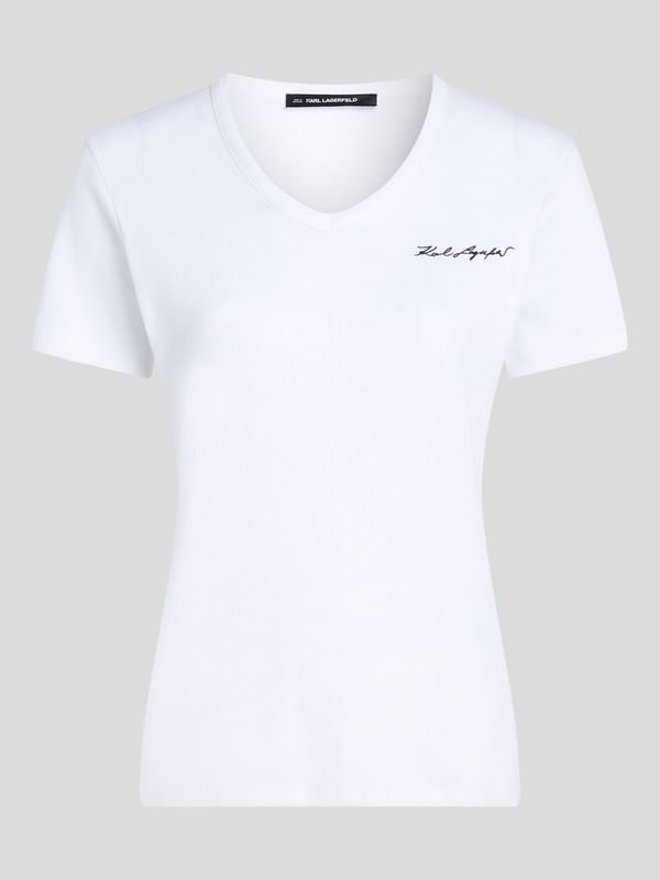 Camiseta Essential de canalé con cuello en V