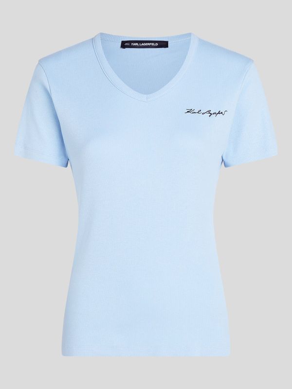 Camiseta Essential de canalé con cuello en V