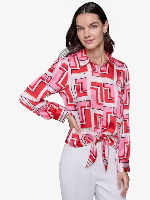 PRINTED TIE FRONT SHIRT