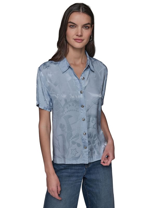 SHORT SLEEVE JACQUARD BLOUSE