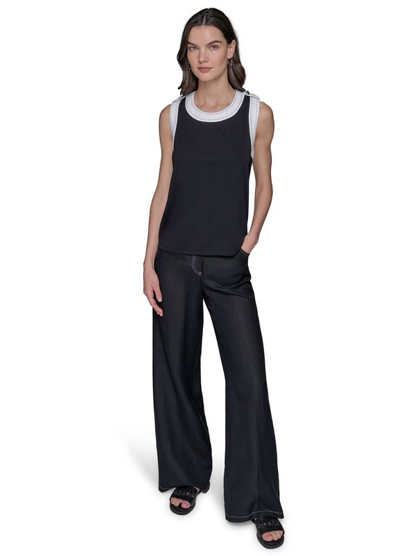 Suéter sin mangas con ribetes en contraste