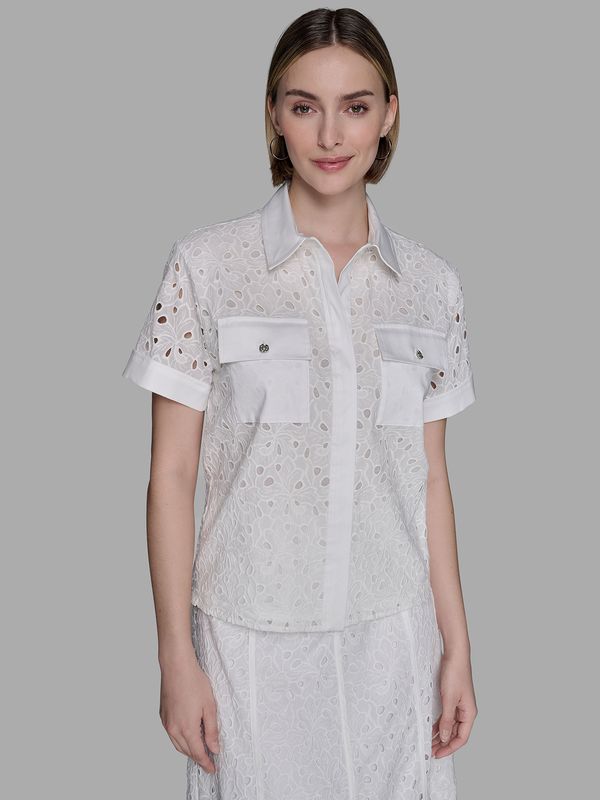 EYELET SHIRT WITH POCKETS